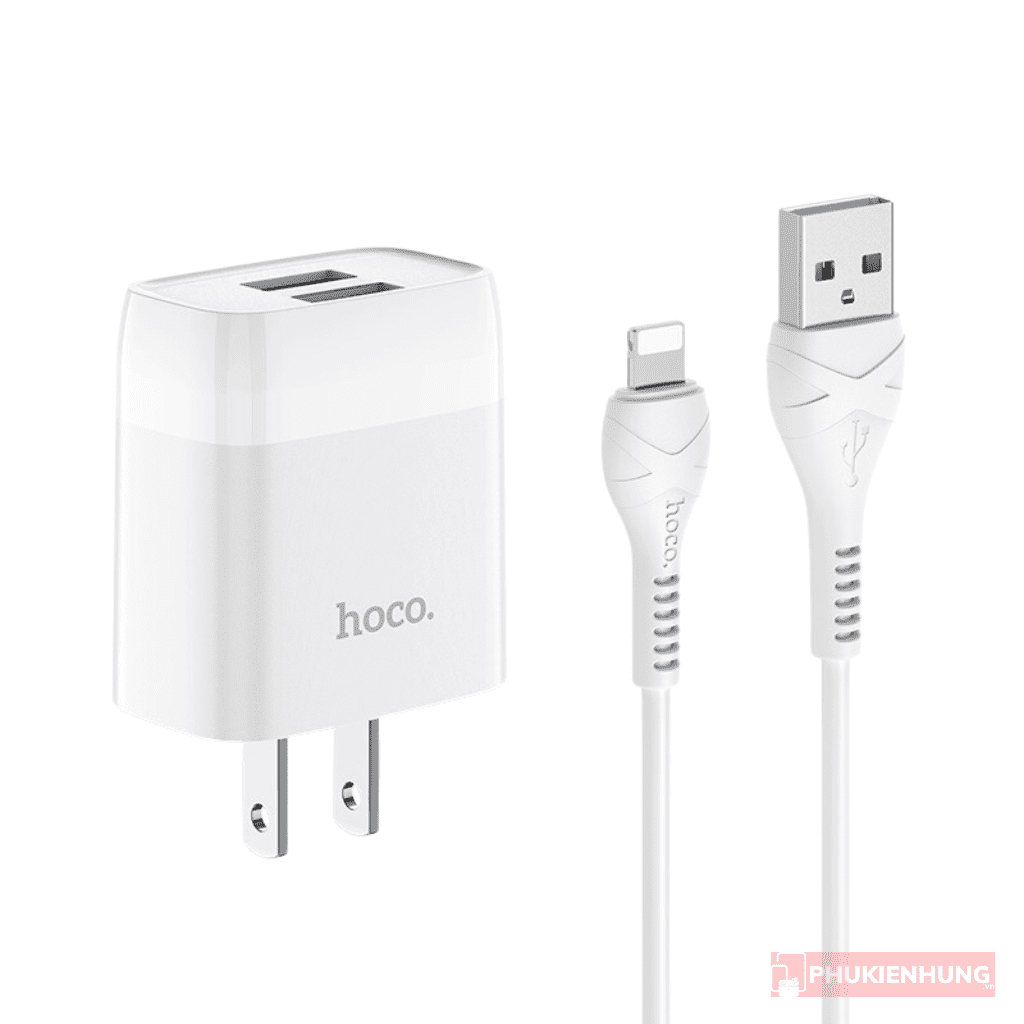 Bộ sạc nhanh HOCO C73 2 cổng usb (cáp usb ra micro samsung) 2.4A chính hãng [BH 1 năm]