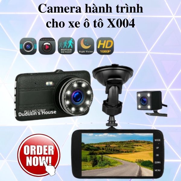 Camera hành trình xe hơi Vietmap X004 full HD 1080P 4inch kèm camera lùi [BH 6 tháng]