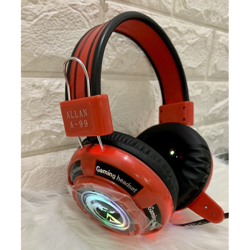 Tai nghe có dây 3.5 mẫu INPLAY A99 có led có dây (Headphone máy tính, có micro, chuyên game) màu đỏ [BH 3 tháng]