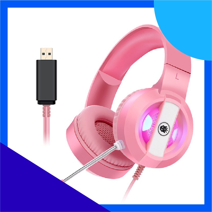 Tai nghe có dây 7.1 mẫu 300 hồng có dây (Headphone máy tính có led, có micro, chuyên game) [BH 3 tháng]