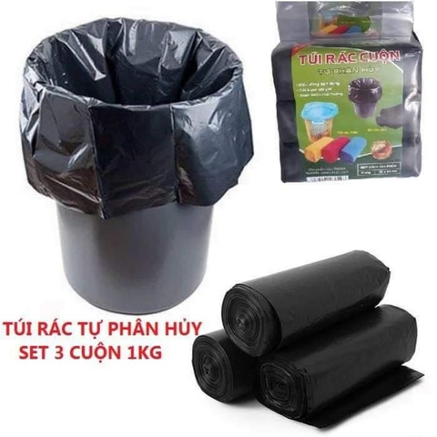 Combo 3 cuộn túi đựng rác tự phân hủy (size Trung 55x65cm) - G102