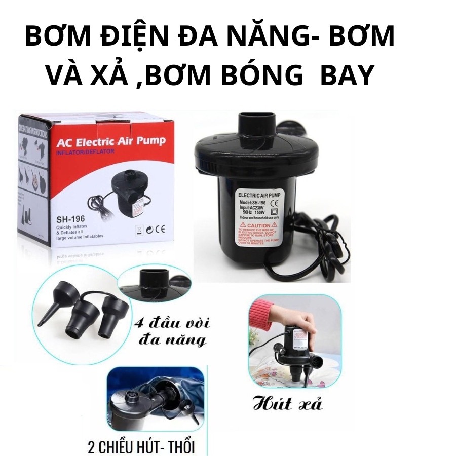 Bơm điện phao bơi, bong bóng 2 chiều hút- xã Ac Electric Air Pump 196 [BH: 1 TUẦN]