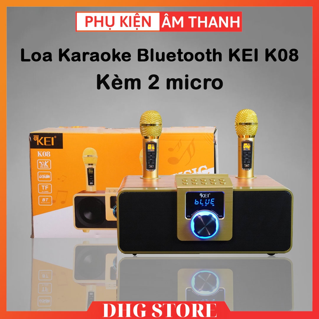 Loa Karaoke Bluetooth KEI K08 Có LCD Kèm Hai 2 Micro Không Dây Âm Thanh Lớn Hát Hay Chính Hãng [BH 6 tháng]