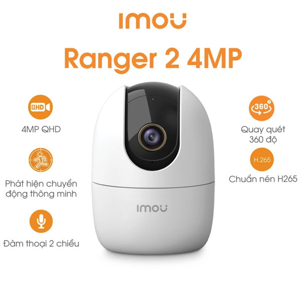 Camera IP Wifi IMOU 2K+ RANGER 2 4Mp A42P-L QHD xoay đàm thoại 2 chiều chính hãng [BH 1 năm]