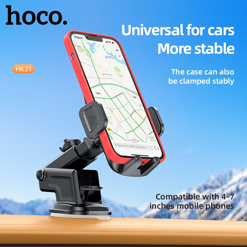 Giá đỡ điện thoại HOCO HK31 trên ô tô chính hãng (hít chân không trên mặt bàn / xe hơi giống long neck) [BH 6 tháng]