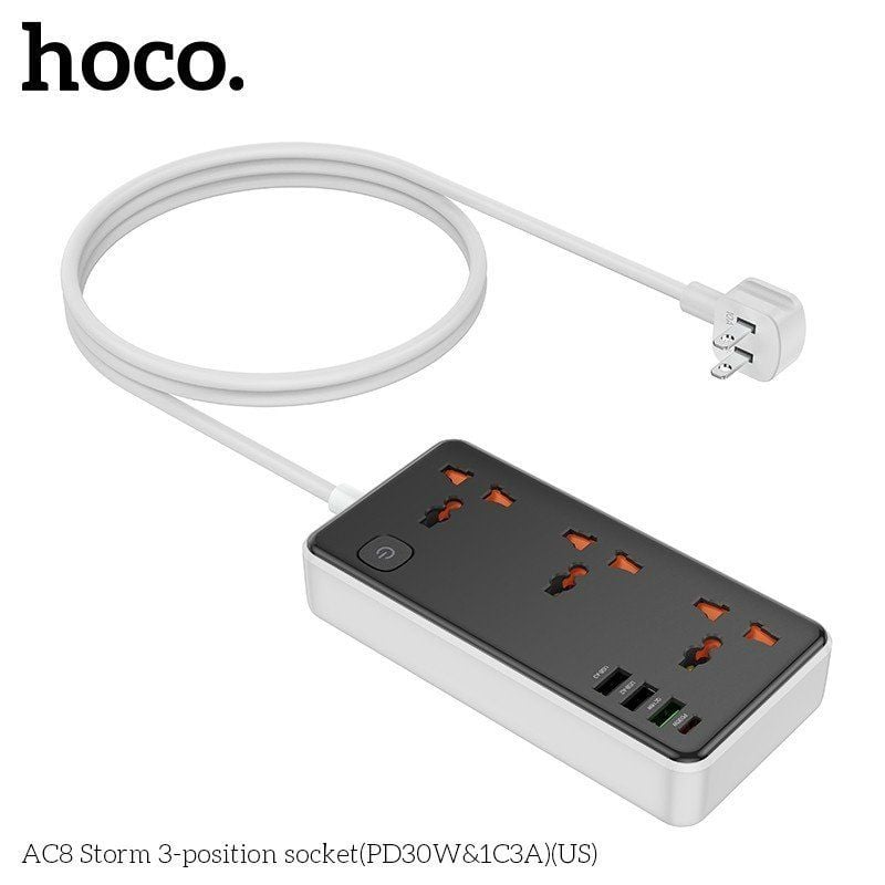 Ổ cắm điện đa năng HOCO AC8A 3U1C 3 ổ cắm 30W [BH 1 NĂM]