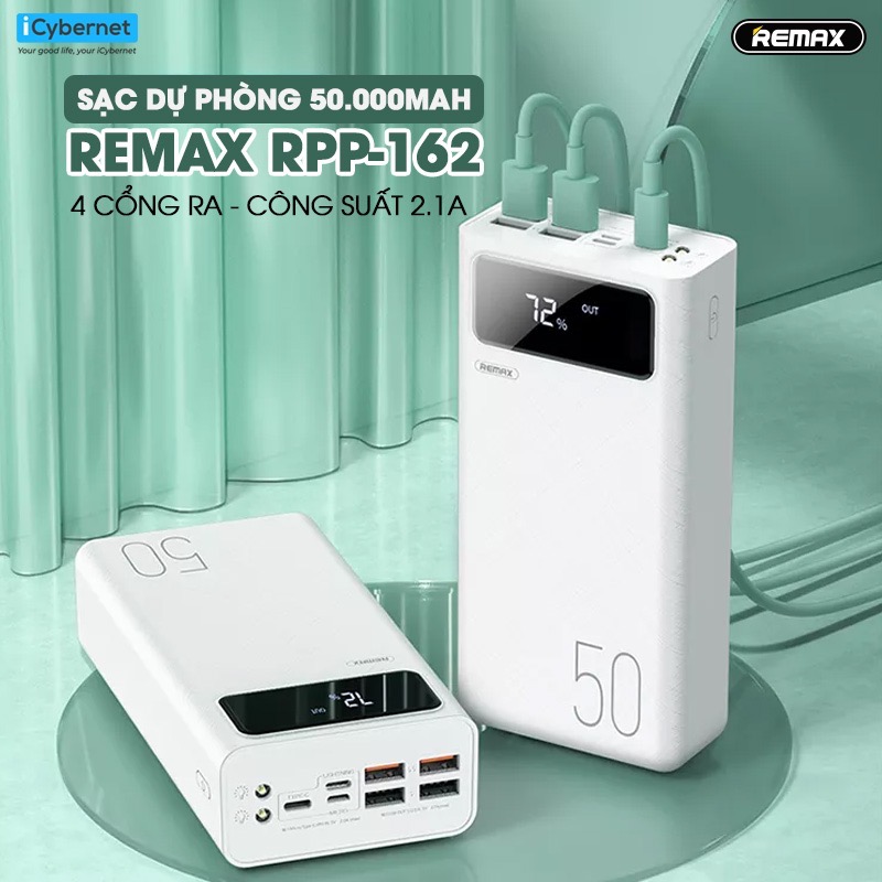 Pin sạc dự phòng Remax Rpp-162 50.000mAh chính hãng [BH 6 tháng]