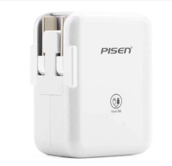 Cóc sạc nhanh iPhone iPad PISEN TS-C070 2 cổng usb 2.1A chính hãng 2.4A [BH 1 năm]