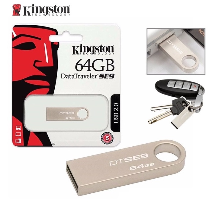 USB 2.0 Kingston SE9 64GB VỎ NHÔM móc khóa [BH 1 năm]
