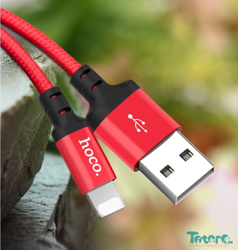 Cáp sạc nhanh Hoco X14 iPhone 1M 2A usb ra iphone dây dù chính hãng [BH 1 năm]