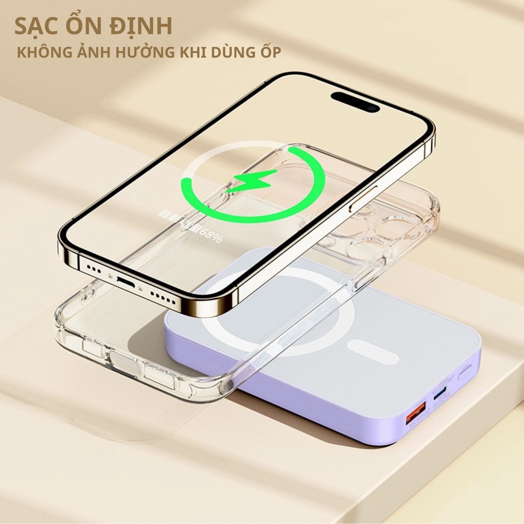 Pin sạc nhanh 22.5w không dây Remax RPP-525 10.000mAh mẫu magsafe dự phòng QC3.0+PD 22.5W chính hãng [BH 1 năm]