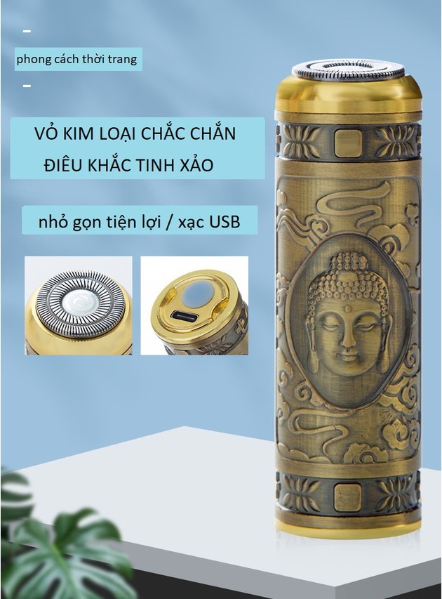 Máy Cạo Râu Mini Phật Tổ / Bồ Tát Mạ Đồng Thau [BH 1 tuần]
