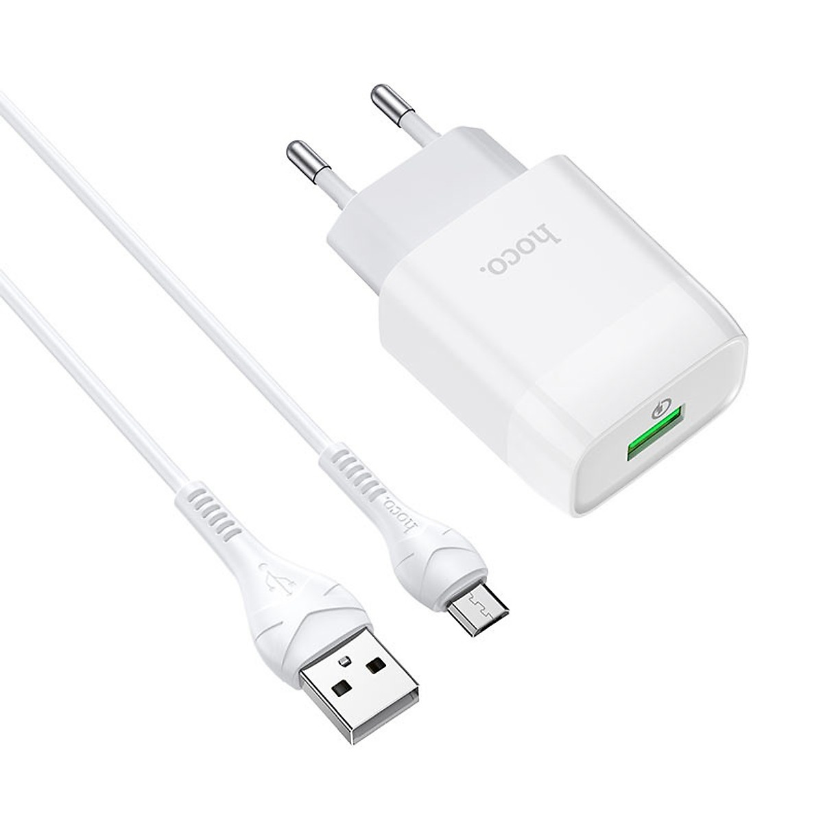 Bộ sạc nhanh 18W Hoco C72Q (cáp usb ra Samsung Micro, cóc 1 cổng usb) QC3.0 chính hãng [BH 1 năm]