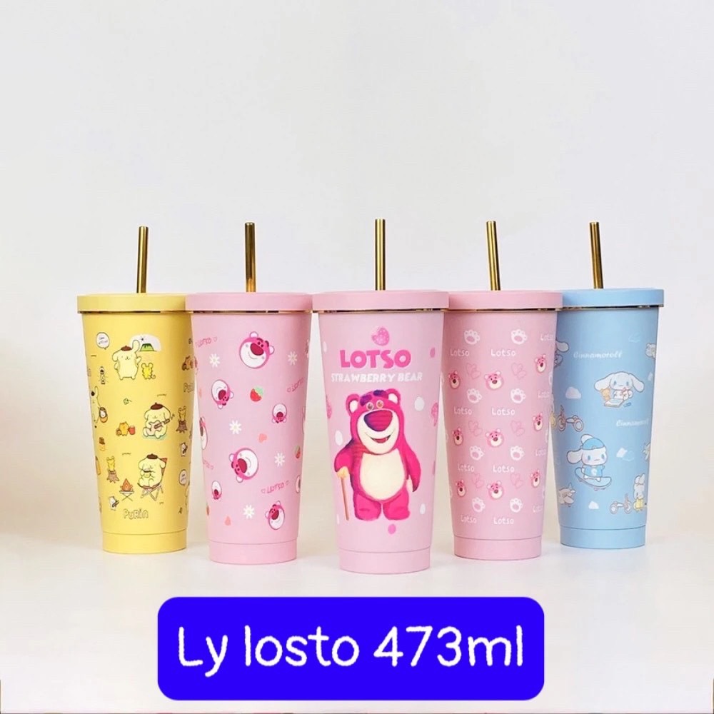 Ly đựng nước giữ nhiệt 473ml kèm ống hút hình thú/ hình gấu losto siêu cute {hình về ngẫu nhiên tùy lô} [BH: NONE]