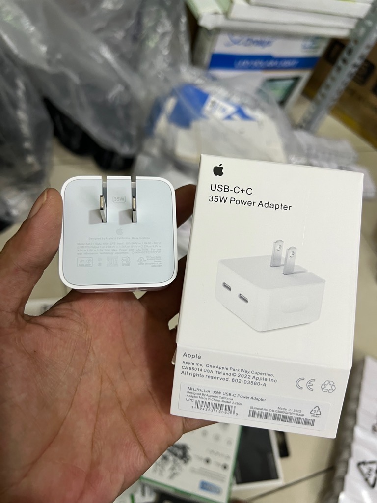 Cóc sạc nhanh 35w zin store 2 cổng Type C iPhone 14 chân mỹ full box G8 [BH 6 tháng]