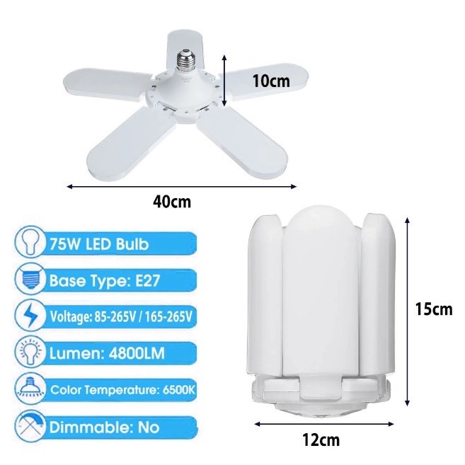 Đèn led 5 cánh quạt 75w siêu sáng