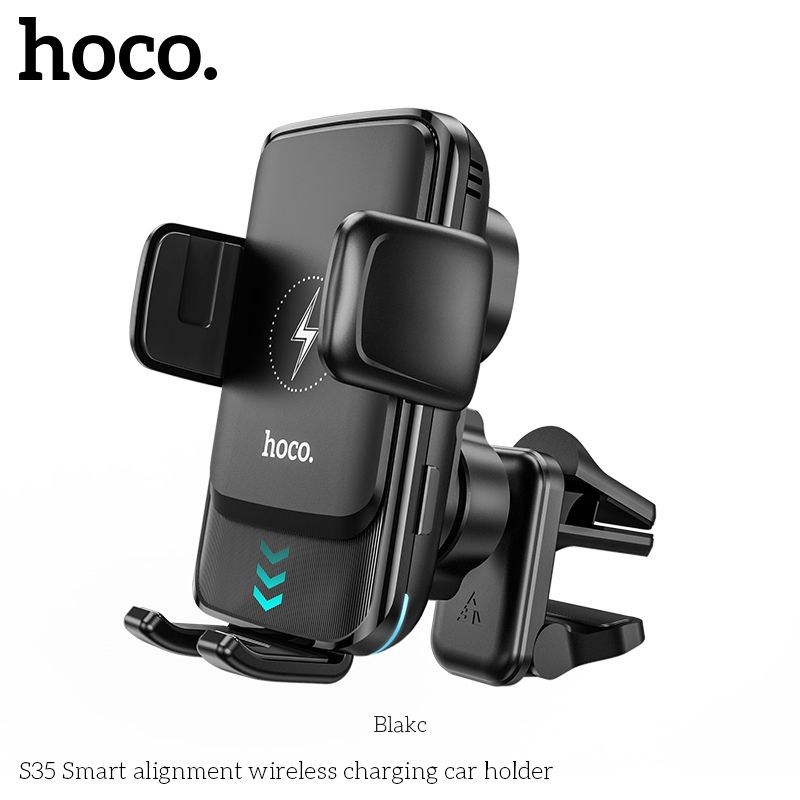 Giá đỡ điện thoại HOCO S35 (2 kiểu đổi) gắn xe, kiêm đế sạc không dây cho xe hơi, ô tô chính hãng [BH 1 năm]