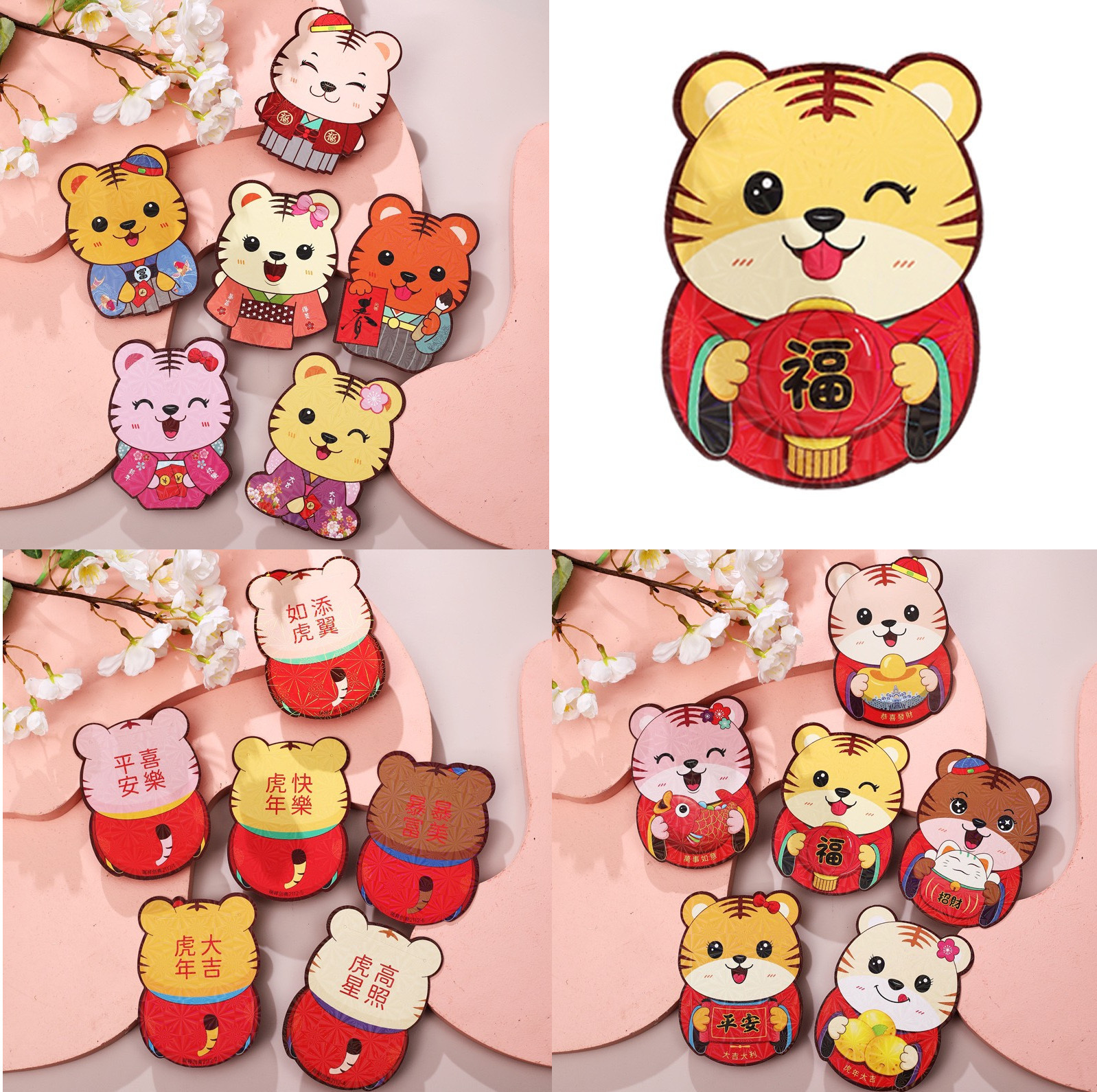 Set 6 Bao lì xì hình chibi 3D ép decal chiếu sáng (9x12cm)