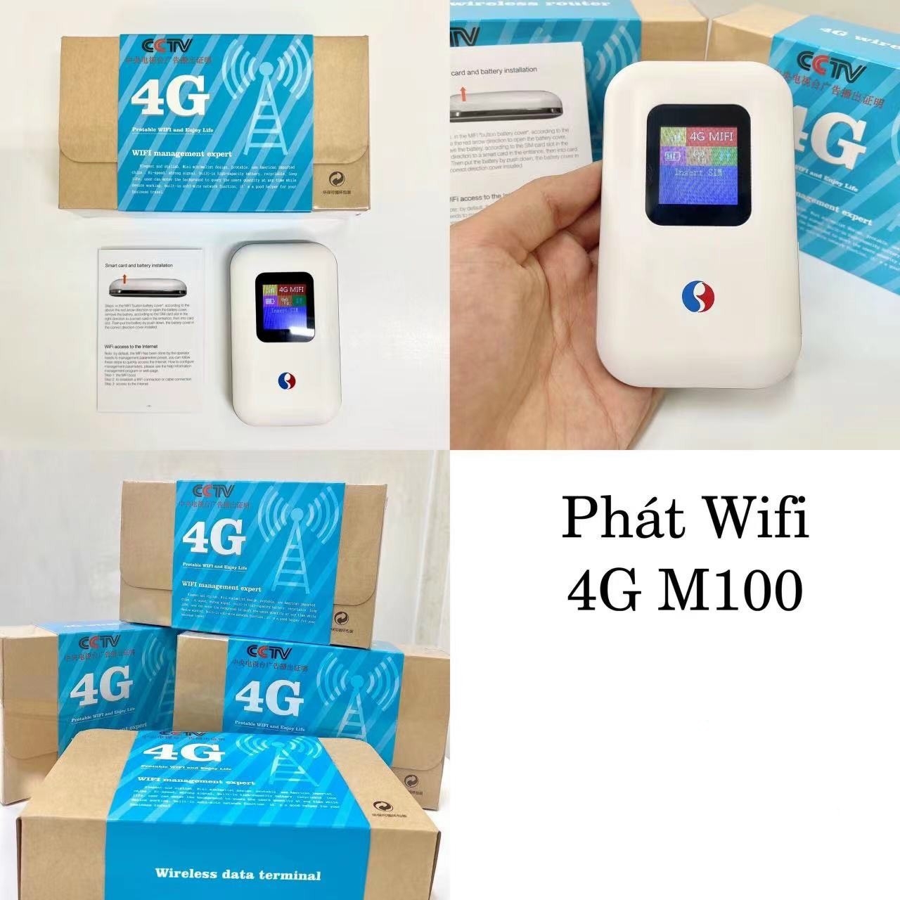 Bộ phát wifi từ sim 3G/4G di động M100 LTE có màn hình LCD [BH 6 Tháng]