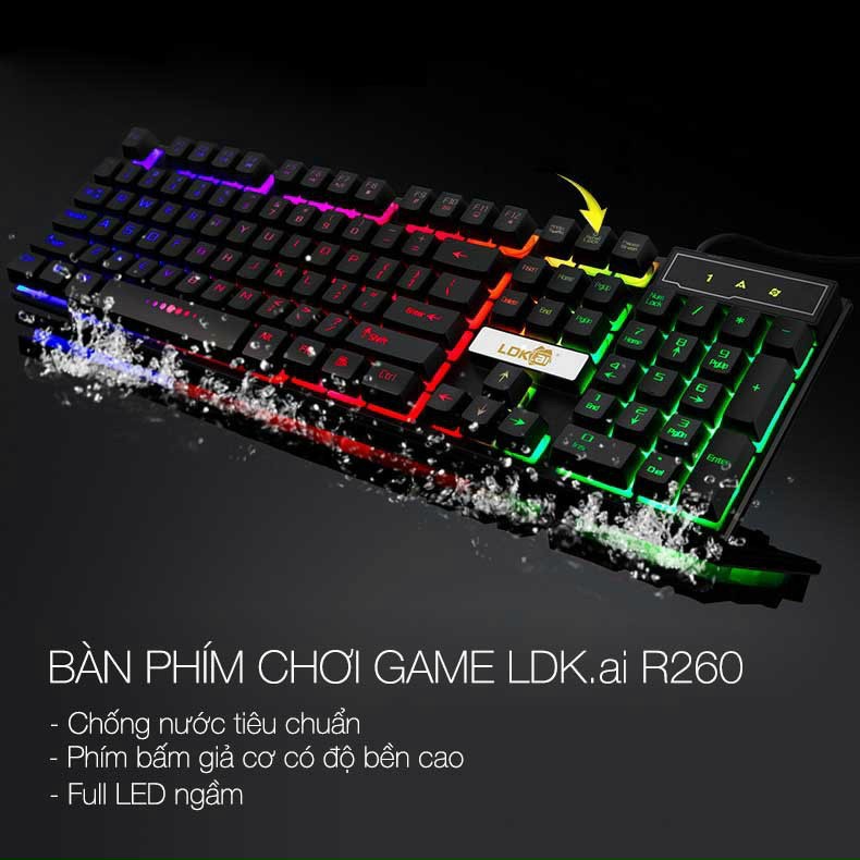 Bàn Phím R260 có LED Chuyên Game Giả Cơ Có Dây [BH 6 tháng]