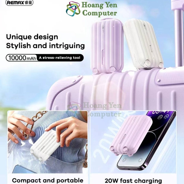 Pin sạc nhanh 22.5w REMAX RPP-595 10.000mAh dự phòng hình dáng chiếc vali mini QC3.0+ PD chính hãng [BH 1 năm]