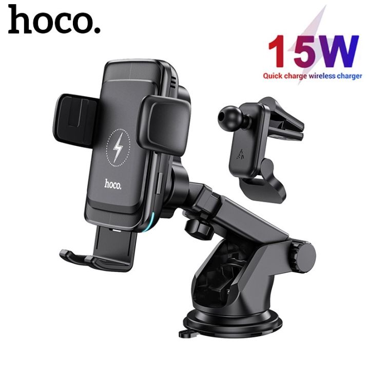 Giá đỡ điện thoại HOCO S35 (2 kiểu đổi) gắn xe, kiêm đế sạc không dây cho xe hơi, ô tô chính hãng [BH 1 năm]