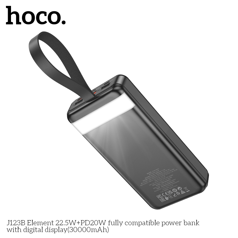 Pin sạc nhanh 22.5w HOCO J123B 30.000mAh dự phòng có đèn pin chính hãng [BH 1 năm]