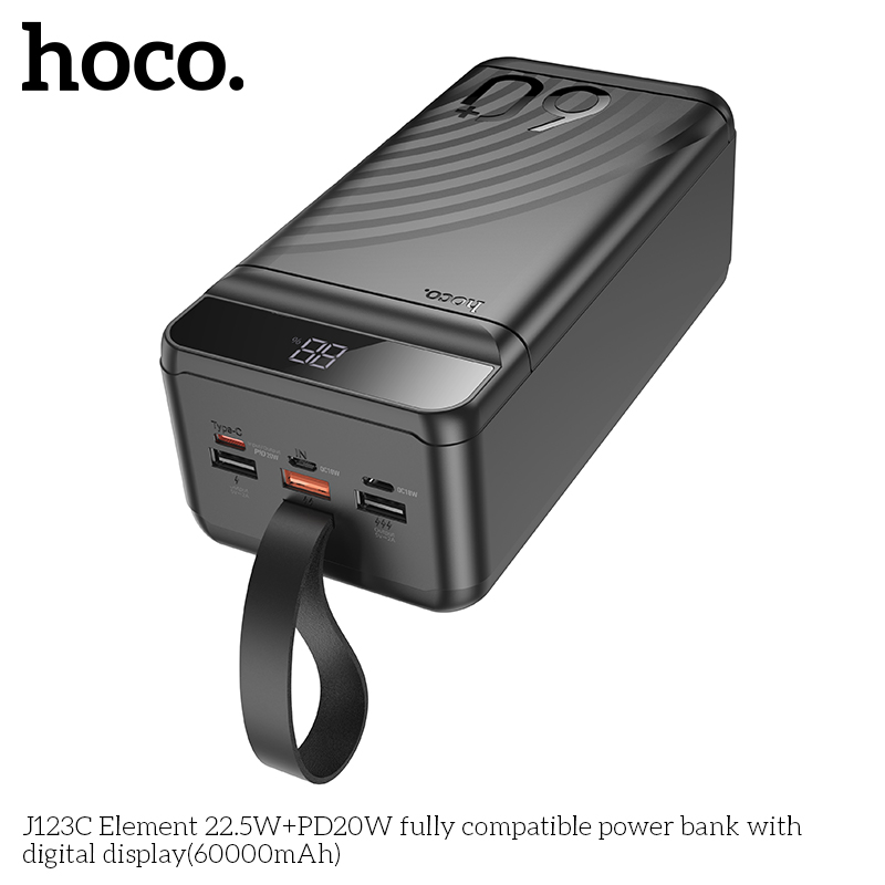 Pin sạc nhanh 22.5w HOCO J123C 60.000mAh dự phòng có đèn pin chính hãng [BH 1 năm]