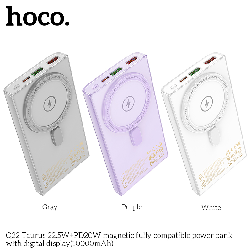 Pin sạc nhanh 22.5w không dây HOCO Q22 10.000mAh dự phòng Magnetic PD 20w chính hãng [BH 1 năm]