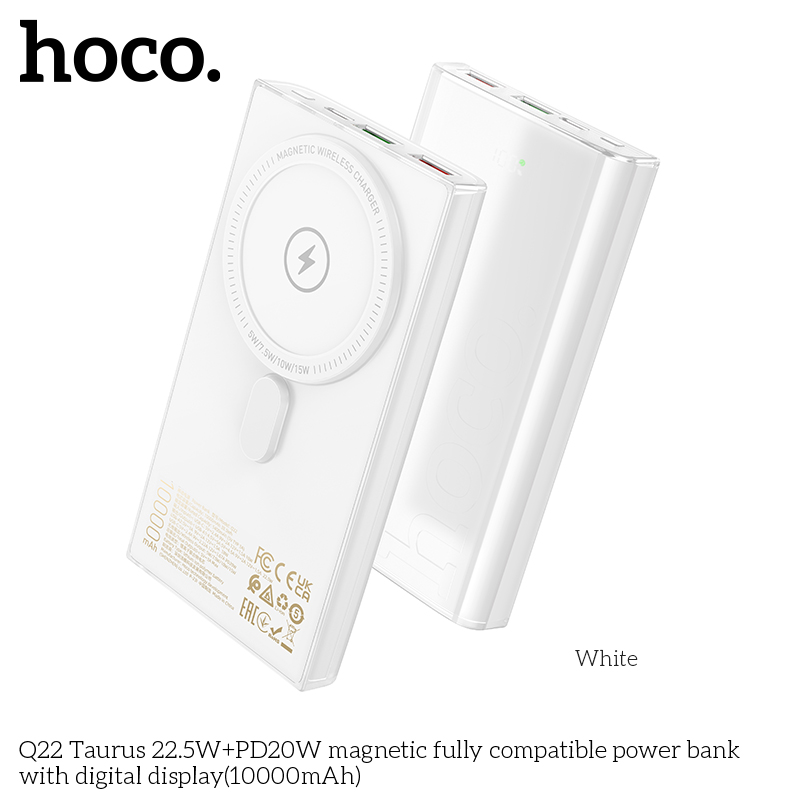 Pin sạc nhanh 22.5w không dây HOCO Q22 10.000mAh dự phòng Magnetic PD 20w chính hãng [BH 1 năm]