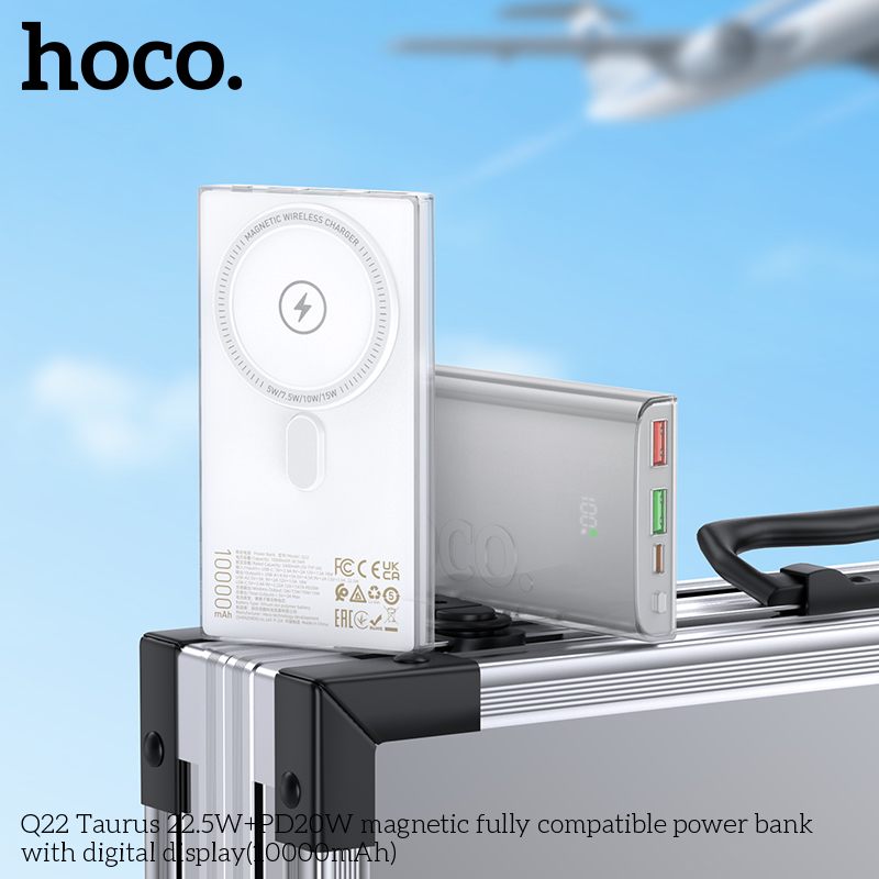 Pin sạc nhanh 22.5w không dây HOCO Q22 10.000mAh dự phòng Magnetic PD 20w chính hãng [BH 1 năm]