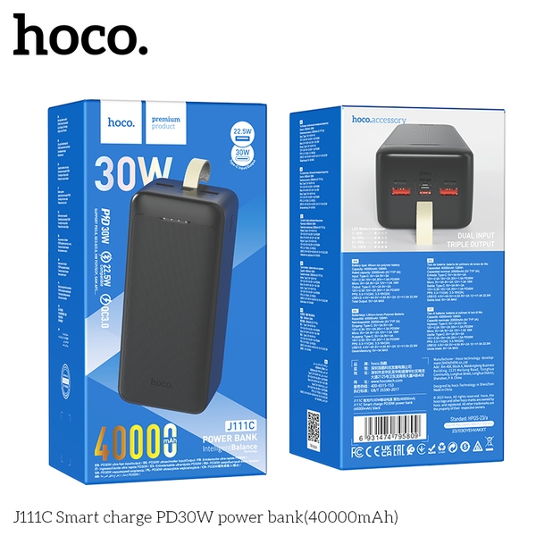 Pin sạc nhanh 30w HOCO J111C 40.000mAh dự phòng chính hãng PD 22.5w QC3.0 [BH 1 NĂM]