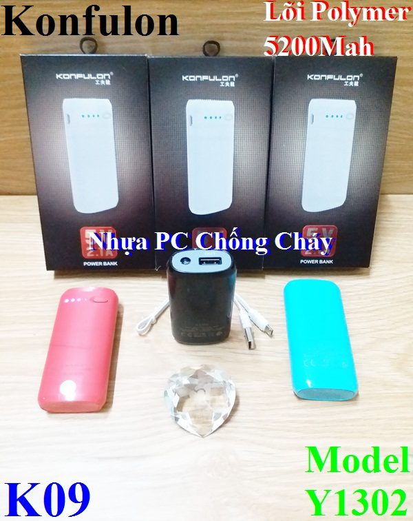 Pin sạc dự phòng Konfulon Y1302 dự phòng 5.200mAh pin polymer siêu nhỏ gọn chính hãng [BH 6 tháng] xc23