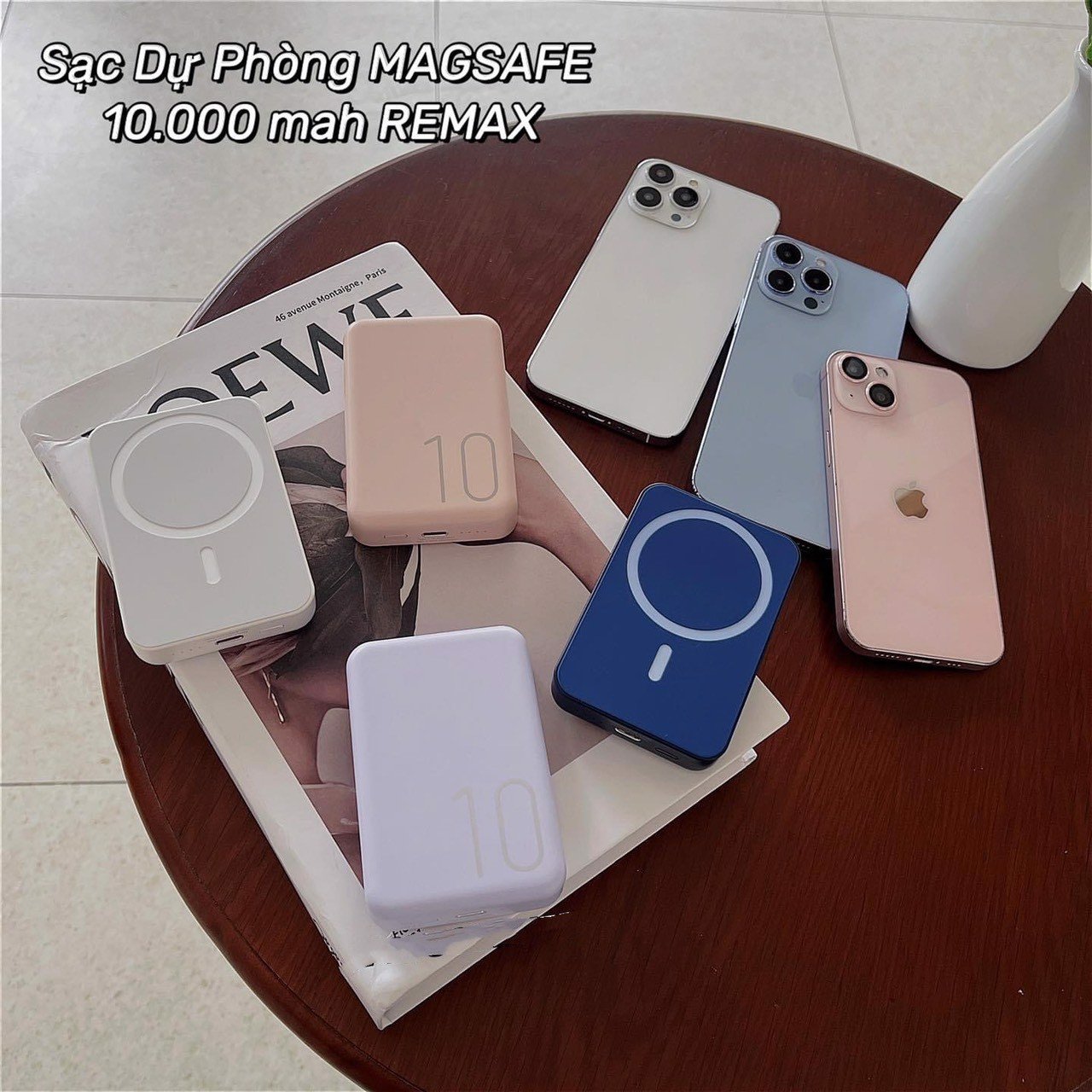 Pin sạc nhanh 22.5w không dây REMAX RPP-65 dự phòng kiểu Apple Magsafe 10.000mAh Magnetic sạc dây nhanh QC PD 22.5w chính hãng [BH 1 năm]