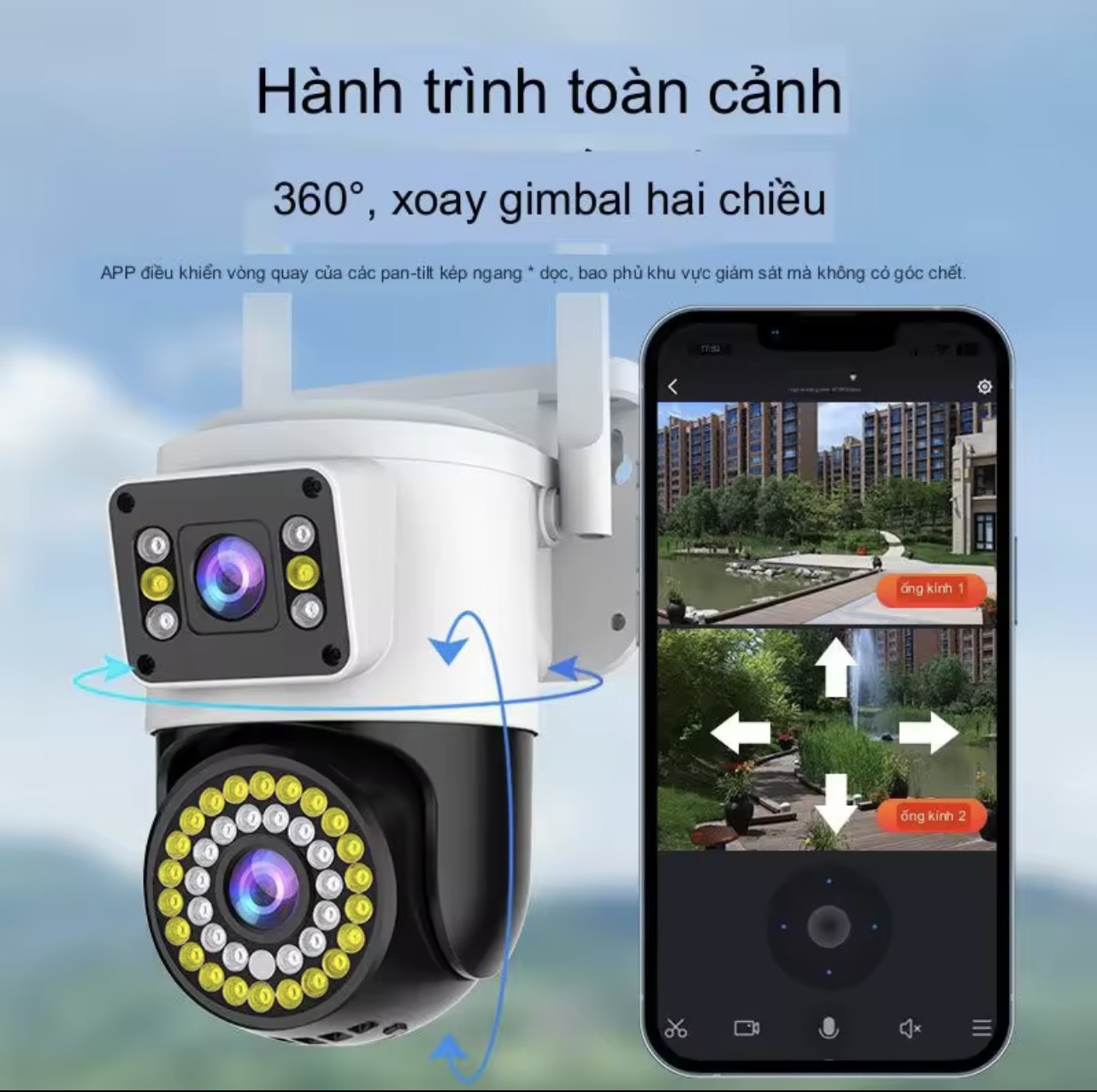 Camera IP Wifi Yoosee 2305 2 mắt BLQ2-18D (LOẠI NHIỀU LED) (hiện 2 màn hình 2 mắt cùng lúc) ban đêm có màu chính hãng [BH 6 tháng]