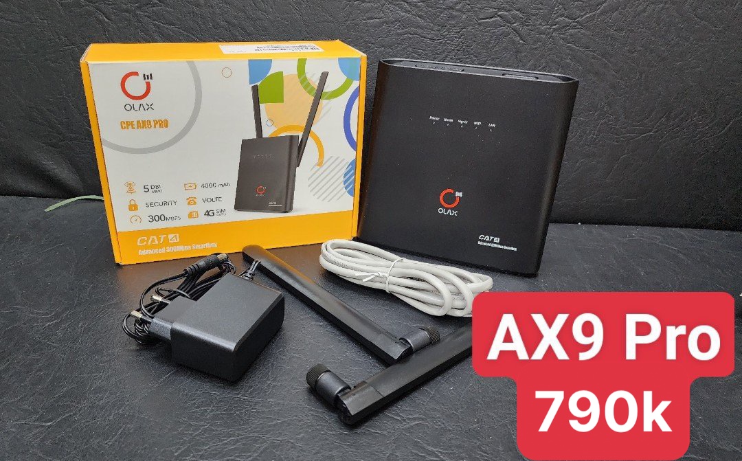 Phát wifi từ sim 4G OLAX AX9 PRO (ĐEN) kiểu dáng modem wifi kèm 2 râu tốc độ 300mb chính hãng [BH 6 tháng]