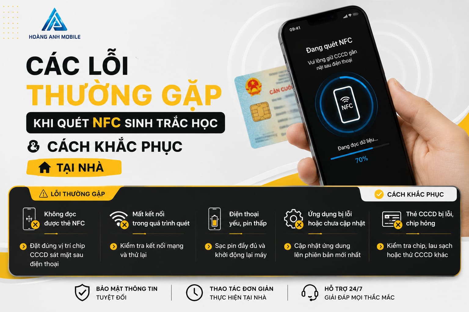 Các lỗi thường gặp khi quét NFC sinh trắc học và cách khắc phục tại nhà