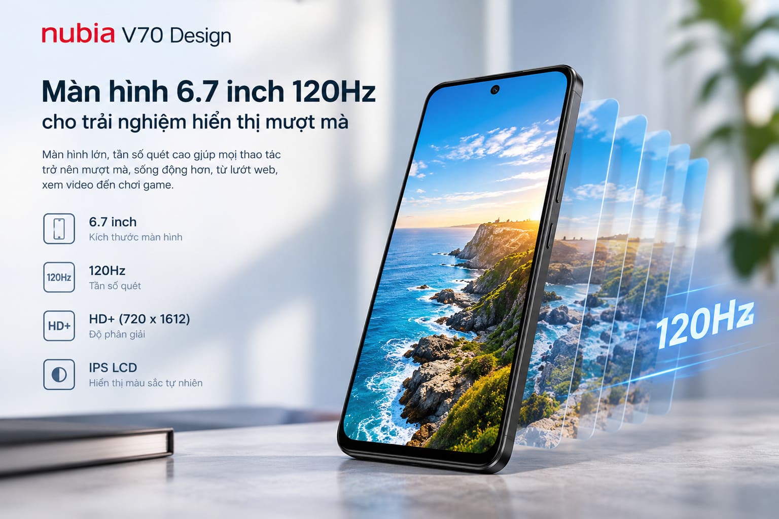 Màn hình 6.7 inch 120Hz cho trải nghiệm hiển thị mượt mà