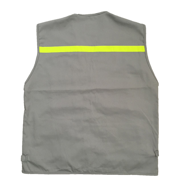 Áo gile phản quang vải kaki màu ghi 1