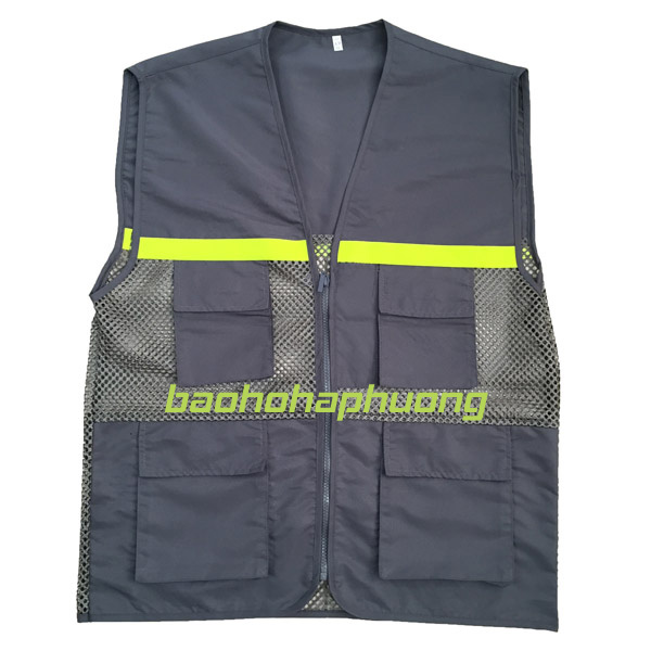 áo gile túi hộp gió lưới to màu chì