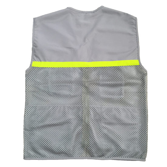 áo gile túi hộp gió lưới to màu ghi 1