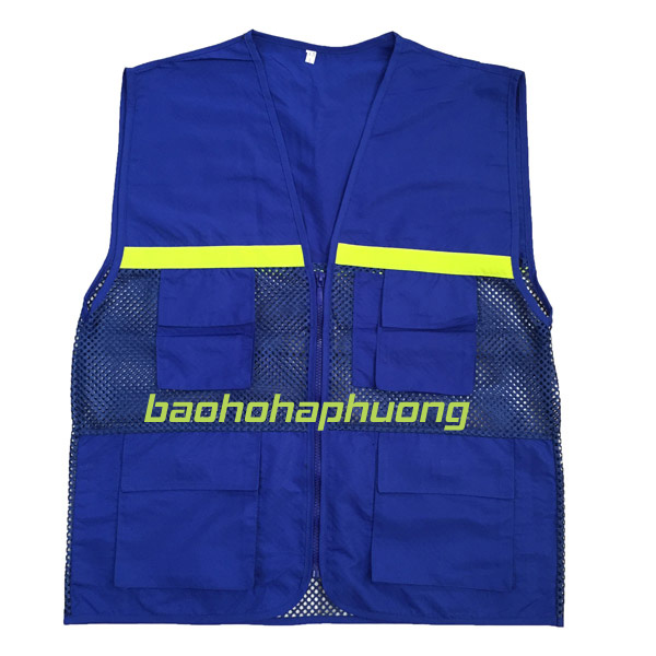 áo gile túi hộp gió lưới to màu xanh