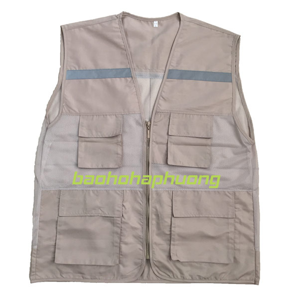 áo gile túi hộp vải gió màu be giá rẻ