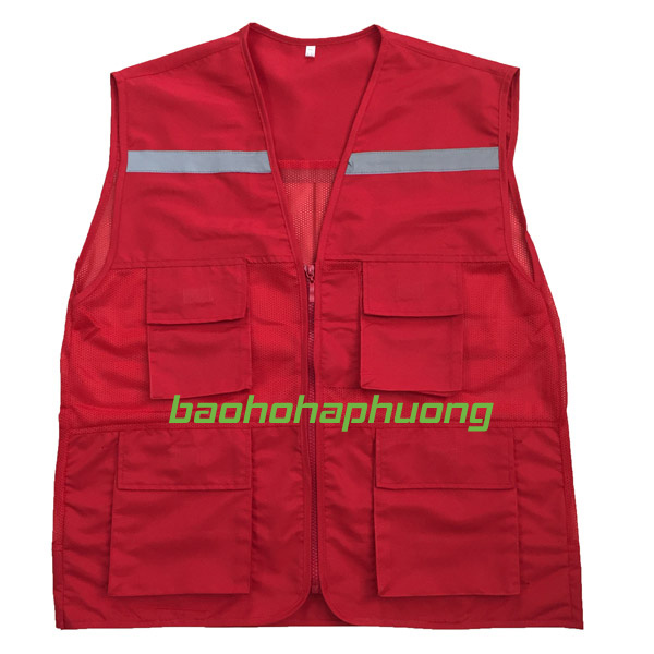 áo gile túi hộp vải gió màu đỏ