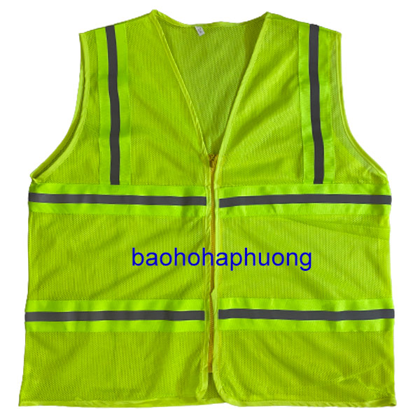 áo lưới phản quang 3m kéo khóa vàng chanh