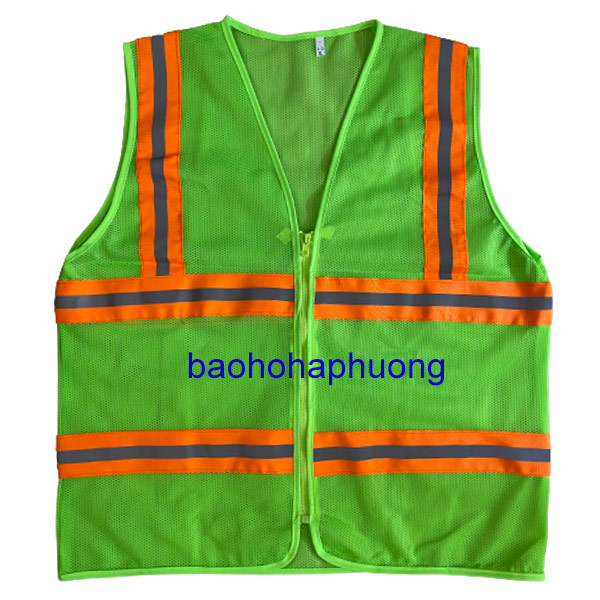 áo phản quang 3m kéo khóa màu xanh chuối