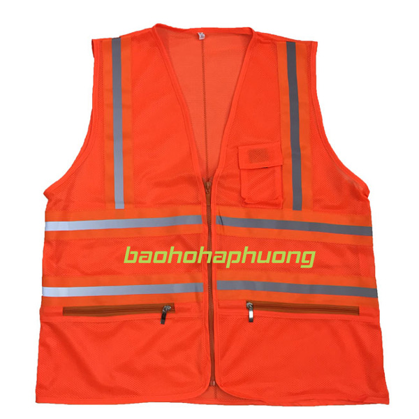 áo phản quang 3m túi khóa màu cam đỏ