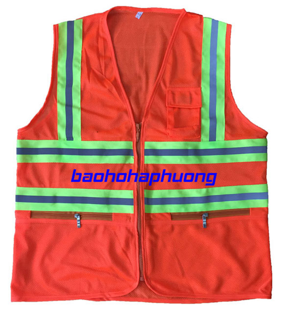 áo phản quang 3m túi khóa màu cam