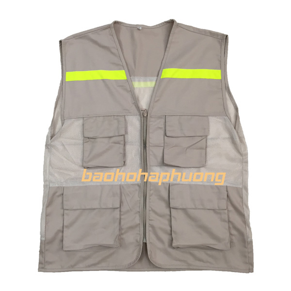 Áo phản quang kỹ sư vải kaki màu be