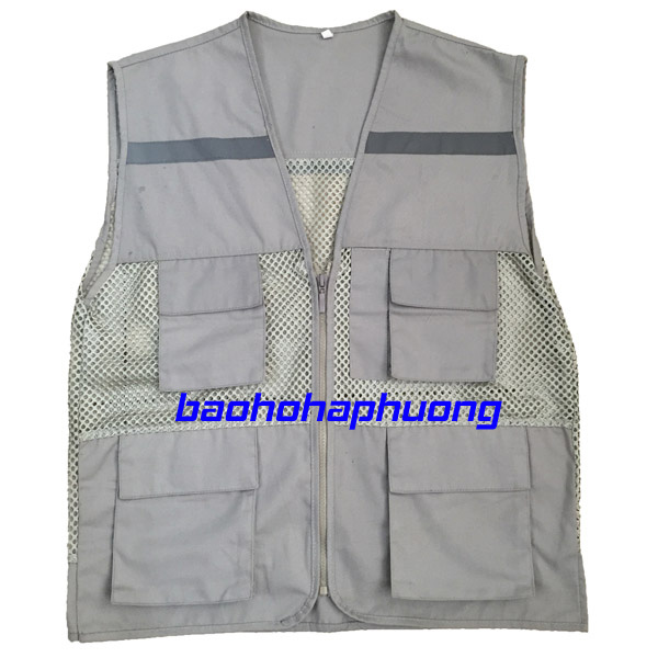 Áo phản quang kỹ sư vải kaki màu ghi lưới to